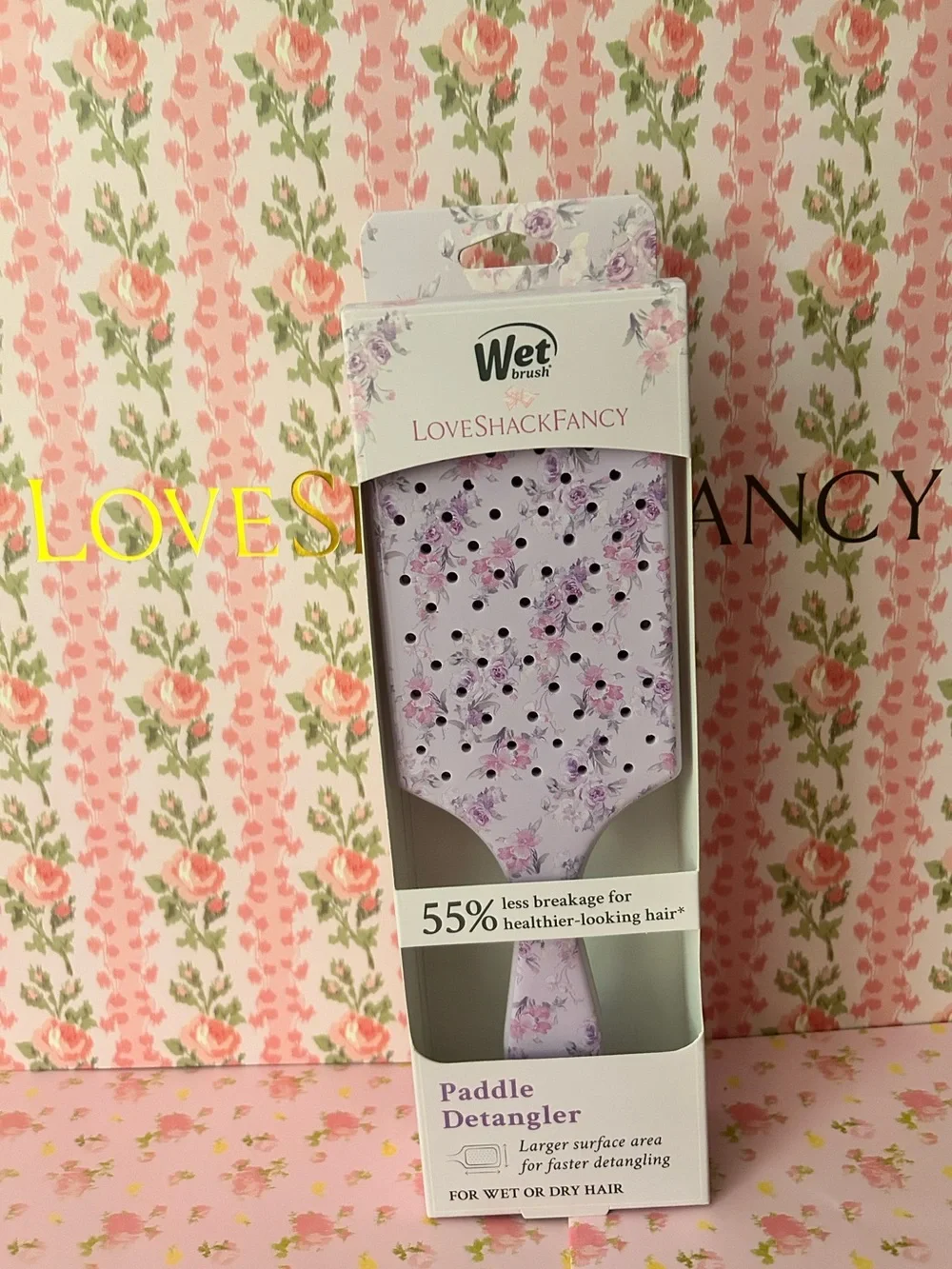 LoveShackFancy Lavender Floral Paddle Detangler